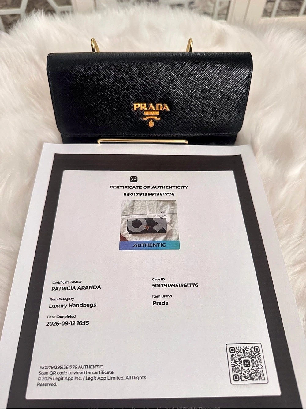 Prada Saffiano Leather Long Wallet in Black & Pink NWT